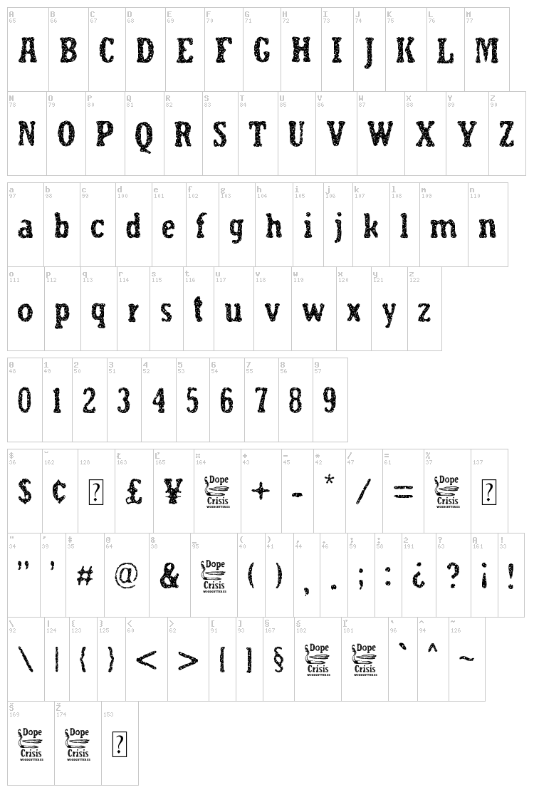Dope Crisis font map